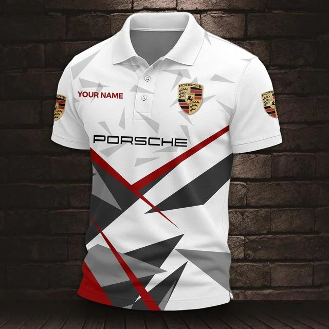 Custom Name 3D All Over Printed Porsche Polo Shirt