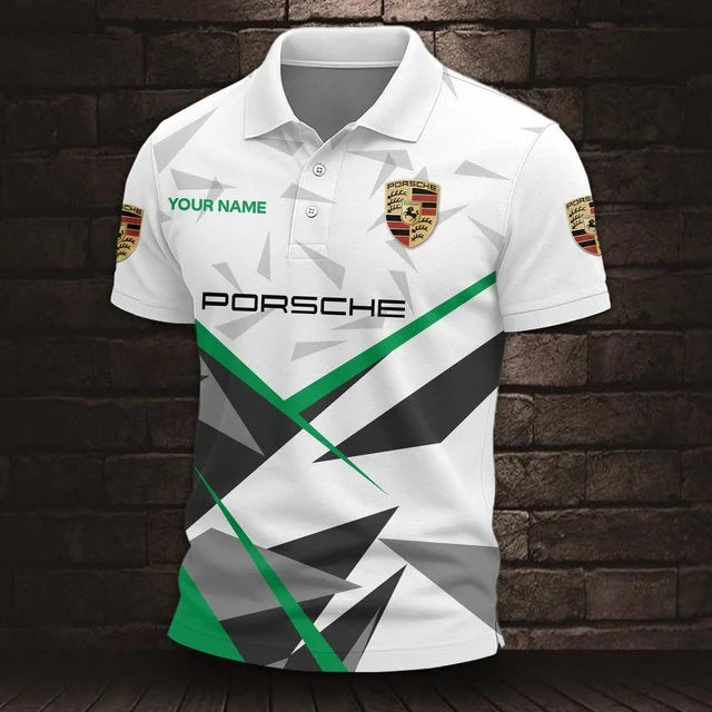 Custom Name 3D All Over Printed Porsche Polo Shirt
