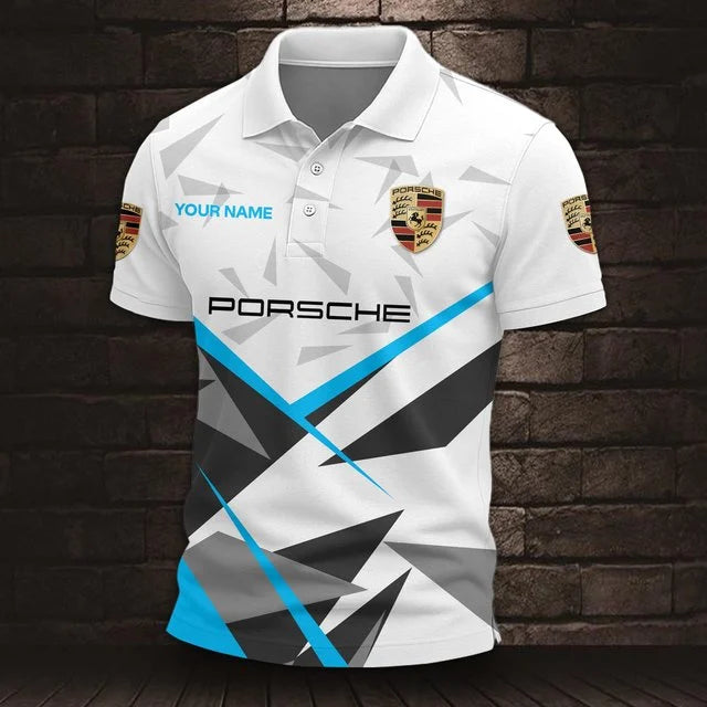 Custom Name 3D All Over Printed Porsche Polo Shirt