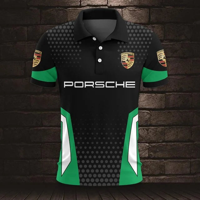 3D All Over Printed Porsche Polo Shirt