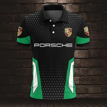 3D All Over Printed Porsche Polo Shirt