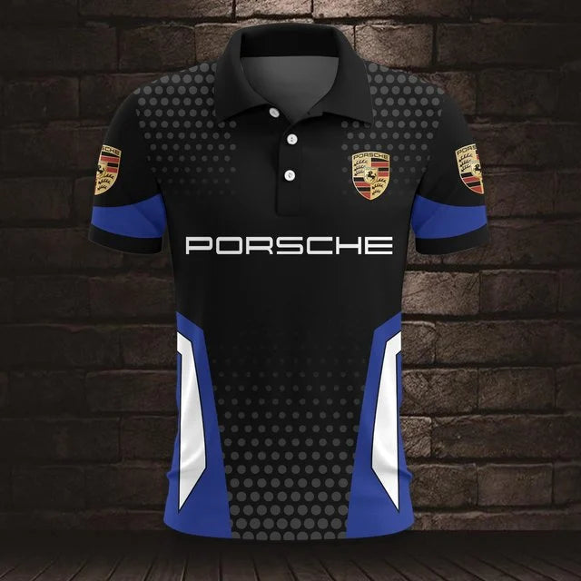 3D All Over Printed Porsche Polo Shirt