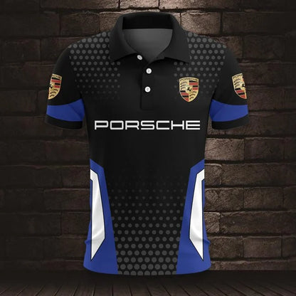 3D All Over Printed Porsche Polo Shirt