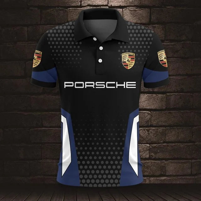 3D All Over Printed Porsche Polo Shirt