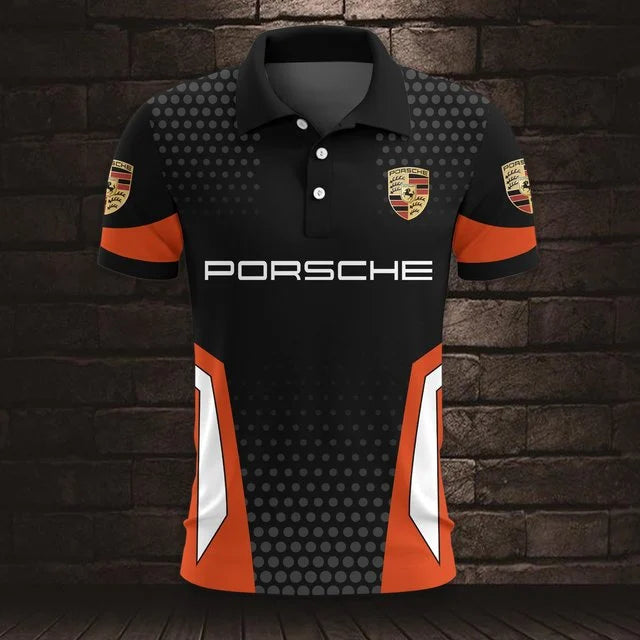 3D All Over Printed Porsche Polo Shirt