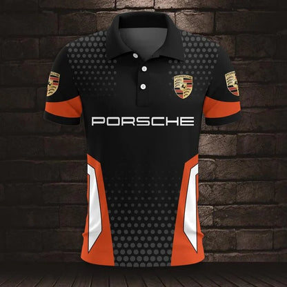 3D All Over Printed Porsche Polo Shirt
