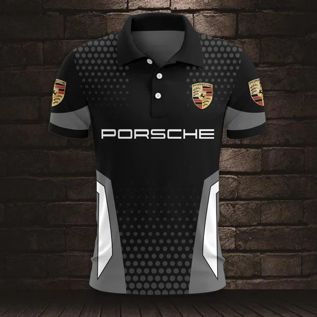 3D All Over Printed Porsche Polo Shirt