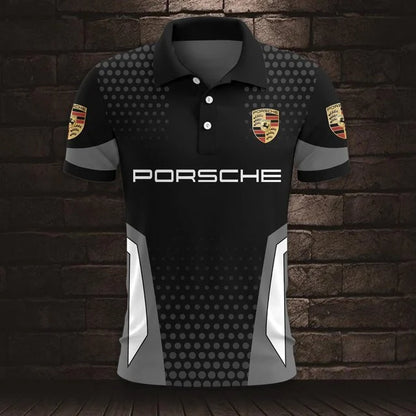 3D All Over Printed Porsche Polo Shirt