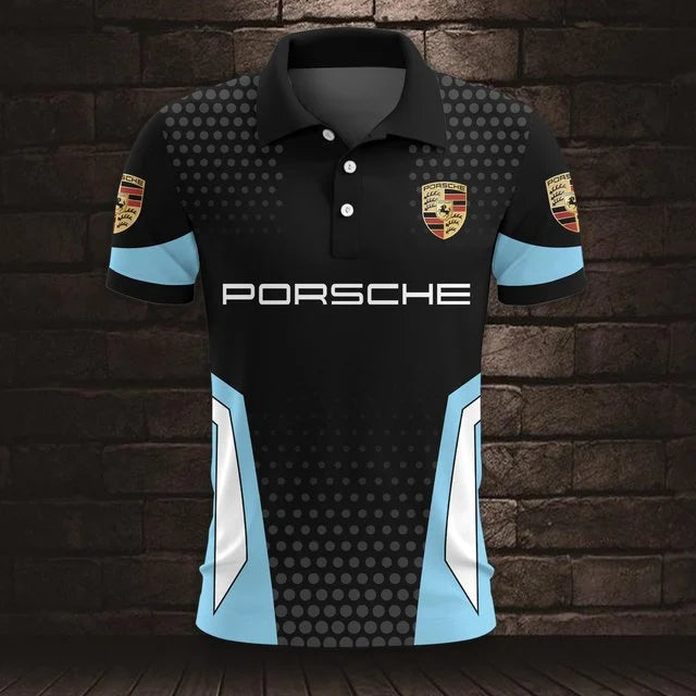 3D All Over Printed Porsche Polo Shirt
