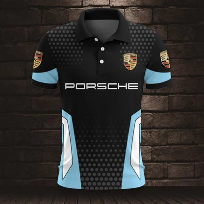 3D All Over Printed Porsche Polo Shirt