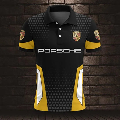 3D All Over Printed Porsche Polo Shirt