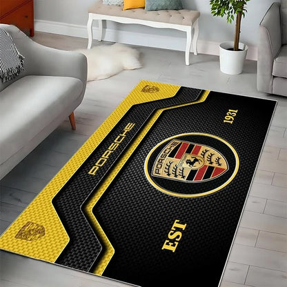 Porsche Luxury Area Rug – 3D Car Logo Floor Mat