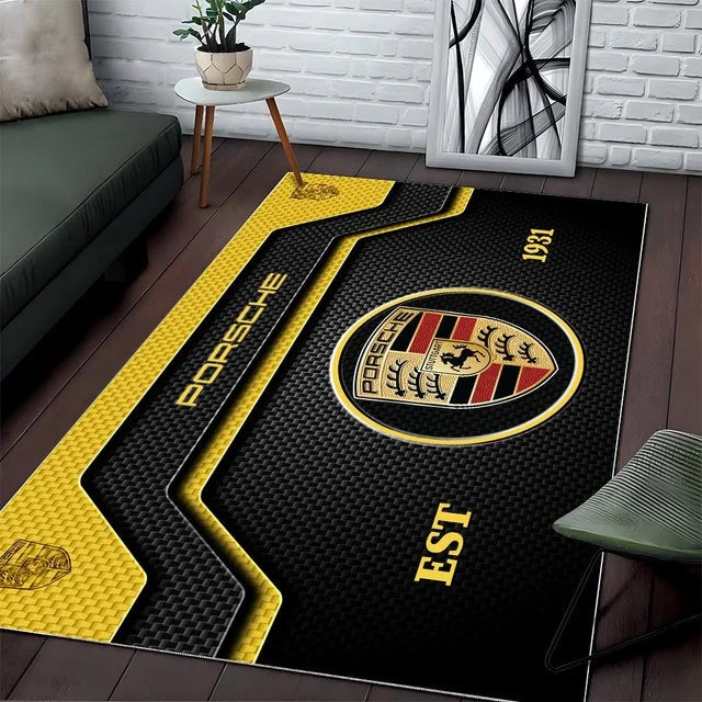 Porsche Luxury Area Rug – 3D Car Logo Floor Mat