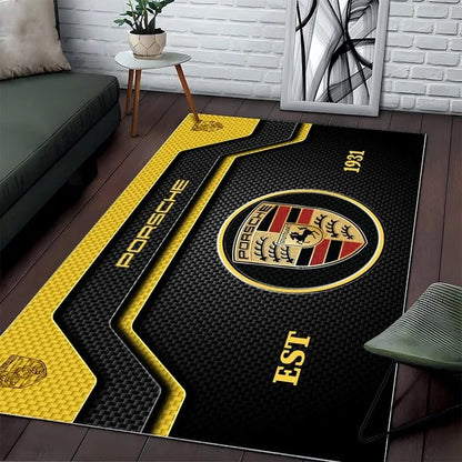 Porsche Luxury Area Rug – 3D Car Logo Floor Mat