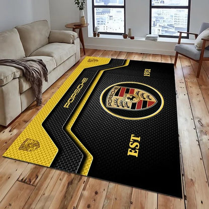 Porsche Luxury Area Rug – 3D Car Logo Floor Mat