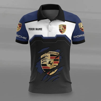 Porsche 3D Polo Shirt – Custom Name