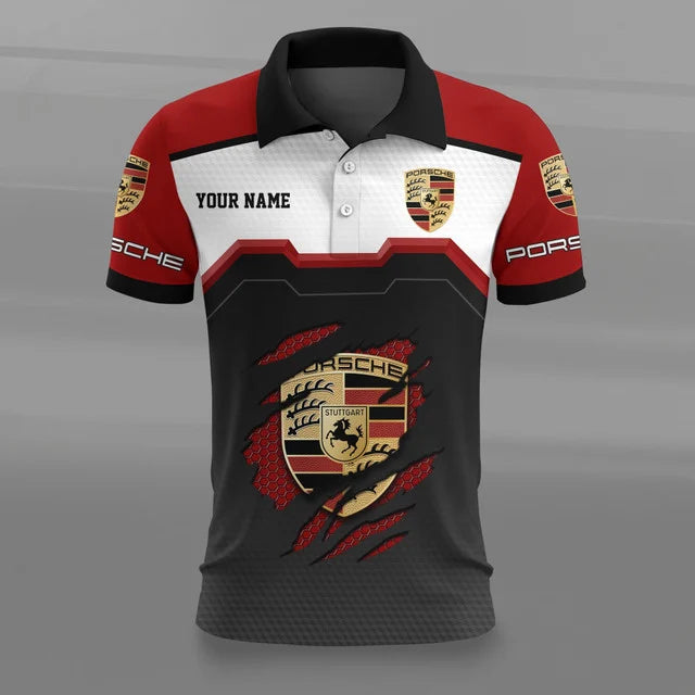 Porsche 3D Polo Shirt – Custom Name