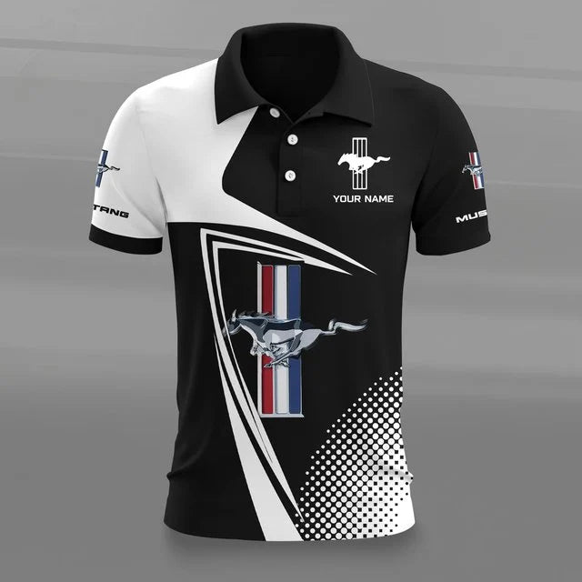 Mustang 3D Polo Shirt – Custom Name
