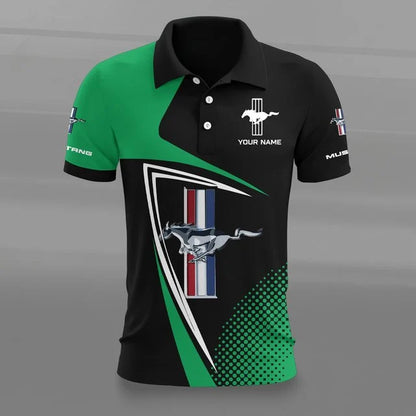 Mustang 3D Polo Shirt – Custom Name