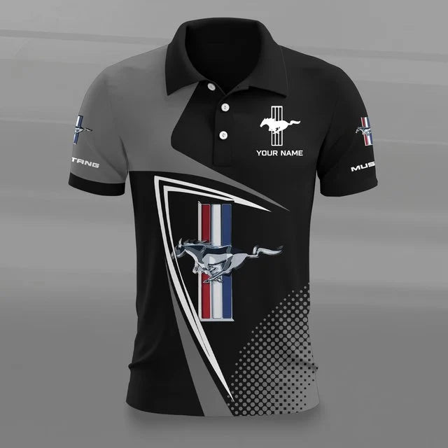 Mustang 3D Polo Shirt – Custom Name