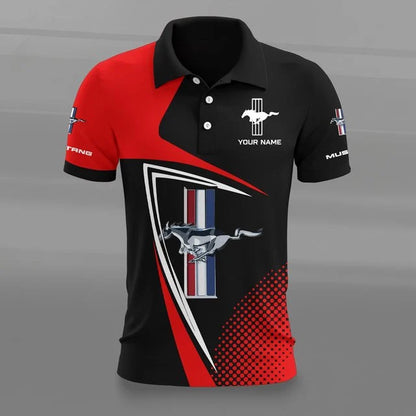 Mustang 3D Polo Shirt – Custom Name