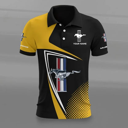 Mustang 3D Polo Shirt – Custom Name