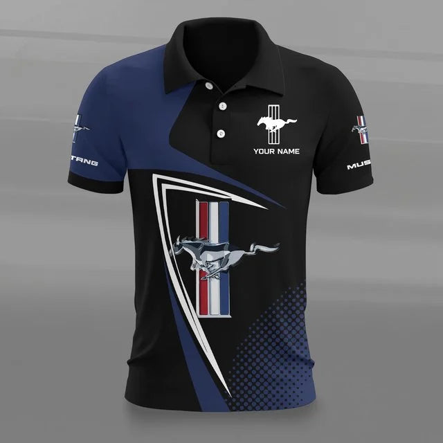 Mustang 3D Polo Shirt – Custom Name