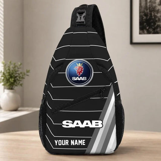 Saab Custom Name Sling Bag – Racing Style Crossbody Backpack