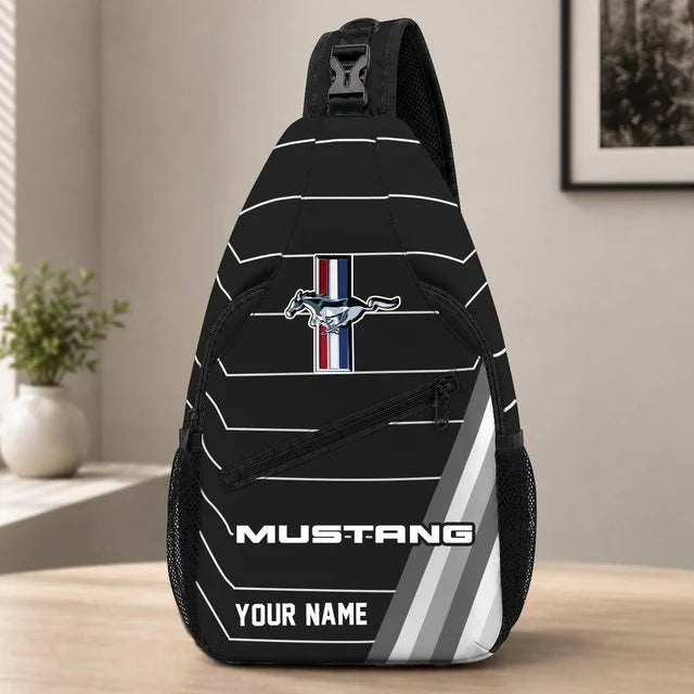 Ford Mustang Custom Name Sling Bag – Racing Style Crossbody Backpack