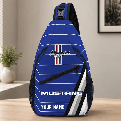 Ford Mustang Custom Name Sling Bag – Racing Style Crossbody Backpack