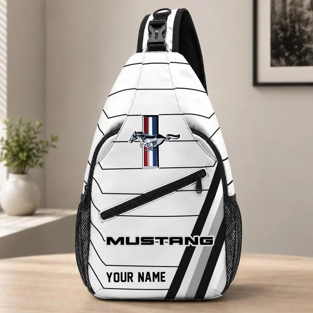 Ford Mustang Custom Name Sling Bag – Racing Style Crossbody Backpack