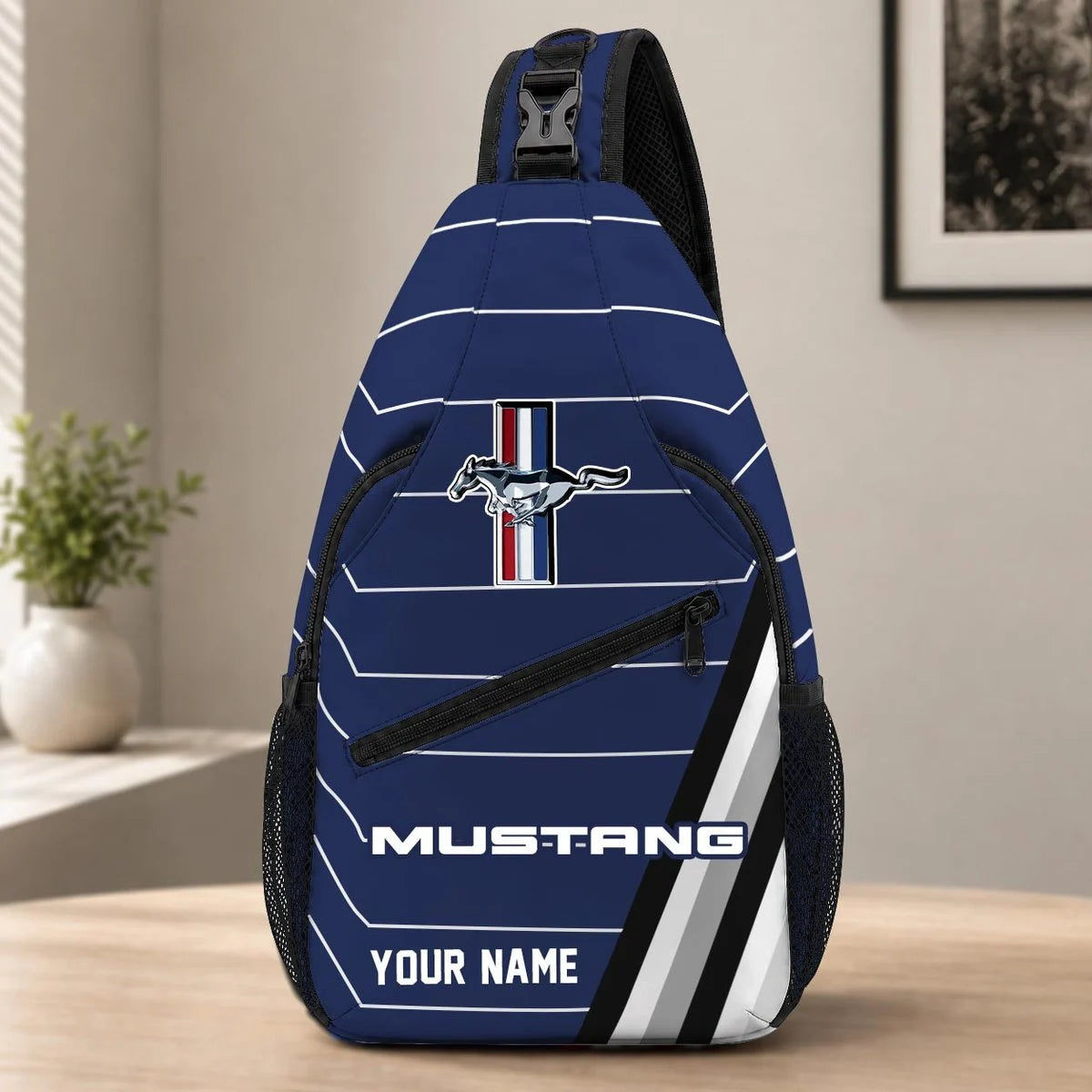 Ford Mustang Custom Name Sling Bag – Racing Style Crossbody Backpack