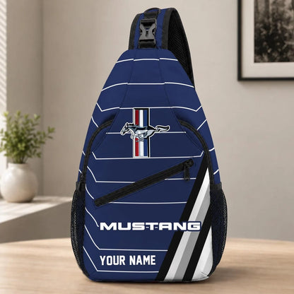 Ford Mustang Custom Name Sling Bag – Racing Style Crossbody Backpack