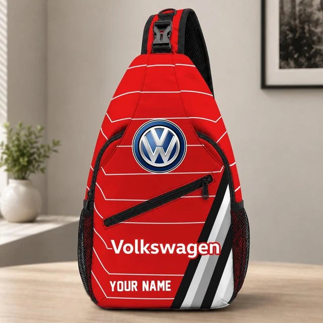 Volkswagen Custom Name Sling Bag – Racing Style Crossbody Backpack