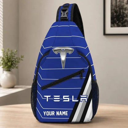 Tesla Custom Name Sling Bag – Racing Style Crossbody Backpack