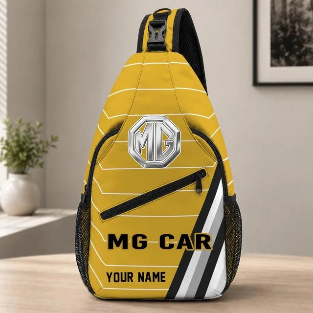 MG Car Custom Name Sling Bag – Racing Style Crossbody Backpack