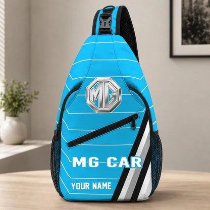 MG Car Custom Name Sling Bag – Racing Style Crossbody Backpack