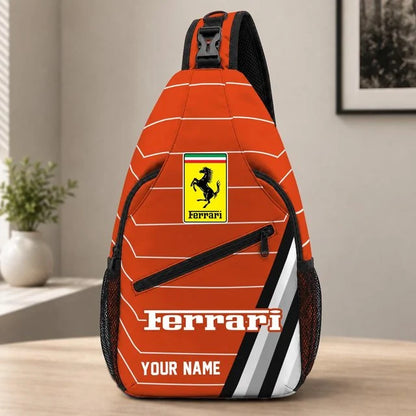 Ferrari v2 Custom Name Sling Bag – Racing Style Crossbody Backpack