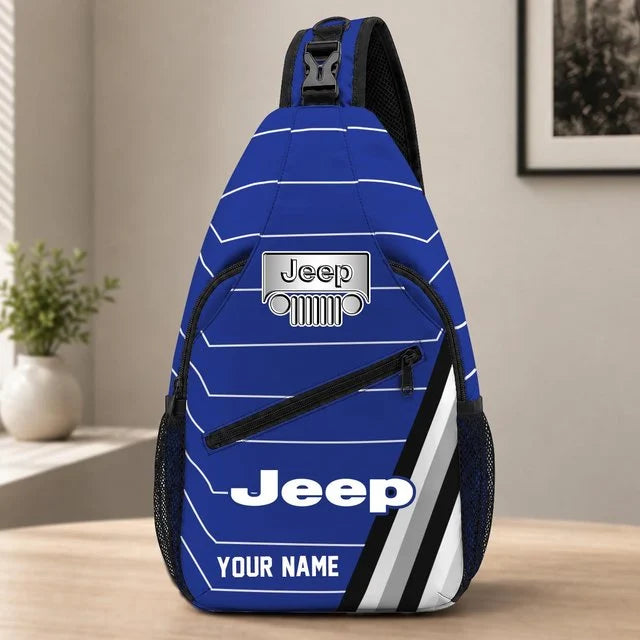 Jeep Custom Name Sling Bag – Racing Style Crossbody Backpack