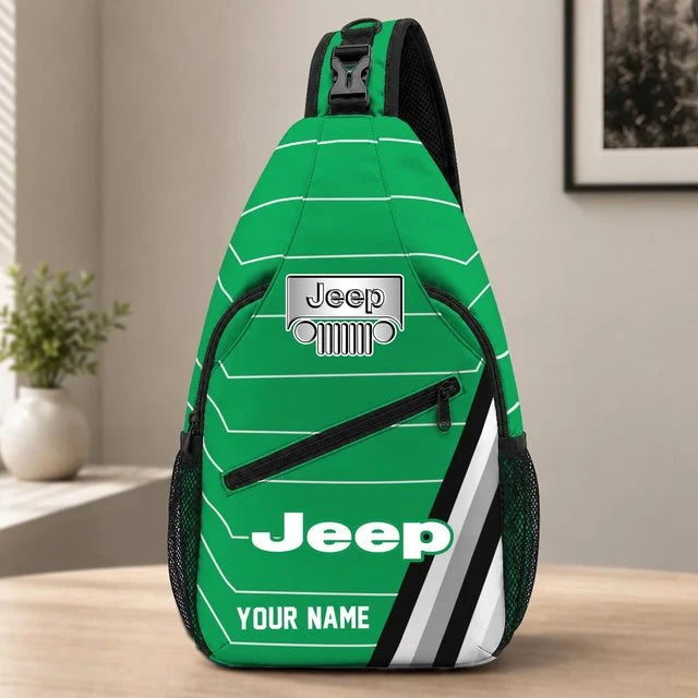 Jeep Custom Name Sling Bag – Racing Style Crossbody Backpack