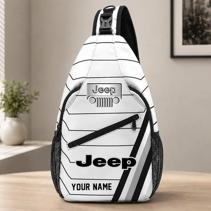 Jeep Custom Name Sling Bag – Racing Style Crossbody Backpack