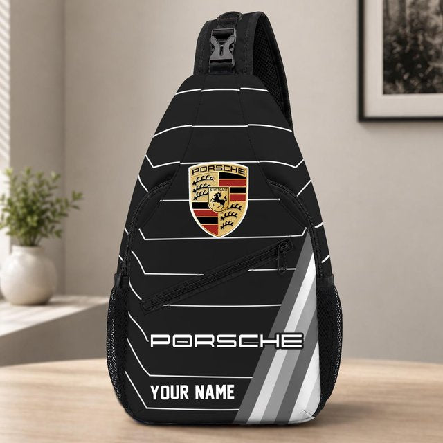 Porsche Custom Name Sling Bag – Racing Style Crossbody Backpack