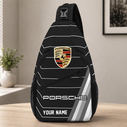 Porsche Custom Name Sling Bag – Racing Style Crossbody Backpack