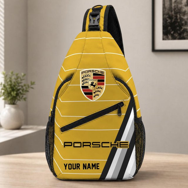 Porsche Custom Name Sling Bag – Racing Style Crossbody Backpack