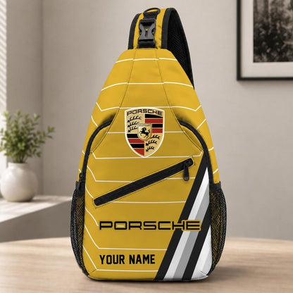 Porsche Custom Name Sling Bag – Racing Style Crossbody Backpack