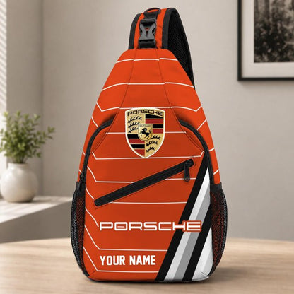 Porsche Custom Name Sling Bag – Racing Style Crossbody Backpack