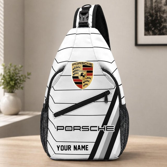 Porsche Custom Name Sling Bag – Racing Style Crossbody Backpack