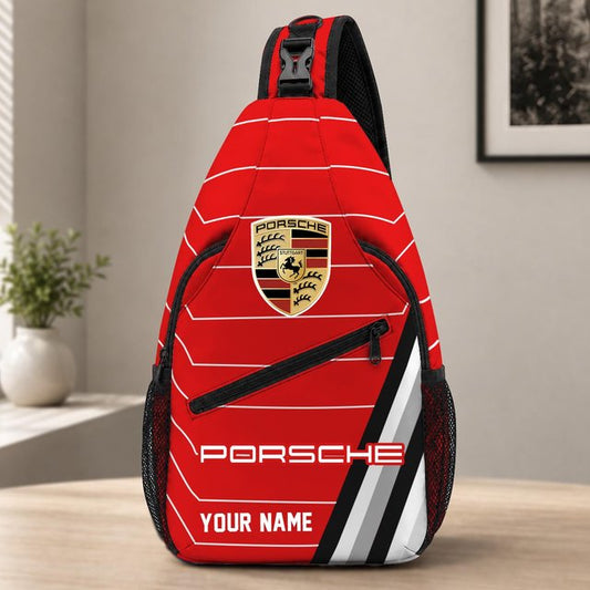 Porsche Custom Name Sling Bag – Racing Style Crossbody Backpack