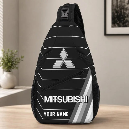 Mitsubishi Car Custom Name Sling Bag – Racing Style Crossbody Backpack