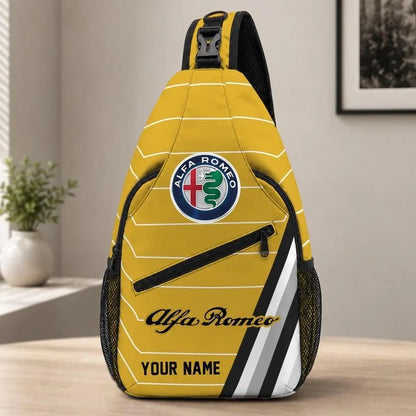 Alfa Romeo Custom Name Sling Bag – Racing Style Crossbody Backpack